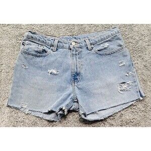 Polo Ralph Lauren Blue Jean Shorts Womens 8 Saturday Polo Jeans Co Flag Cut-Offs